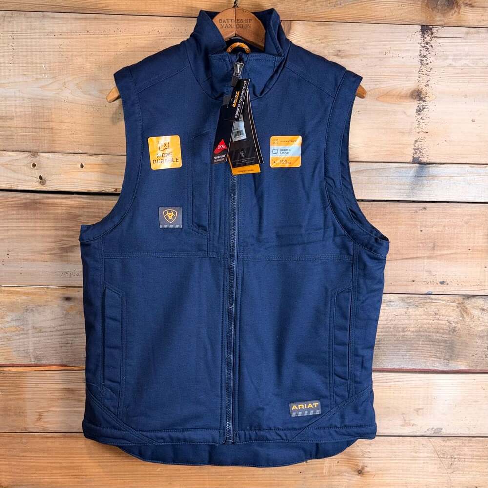 Ariat Rebar DuraCanvas Vest Size S Navy Blue Sherpa Lined New with Tags